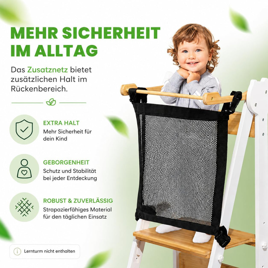 Lernturm Montessori Platzsparend und höhenverstellbar aus Bambus für Kinder ab 1 Jahr (Klappbar) Lea