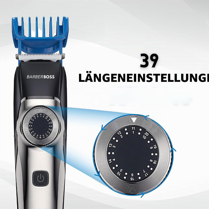 BarberBoss Haarschneider - Bartschneider für Männer, Nasenhaartrimmer, 39 Schnittlängen, Kammaufsätz