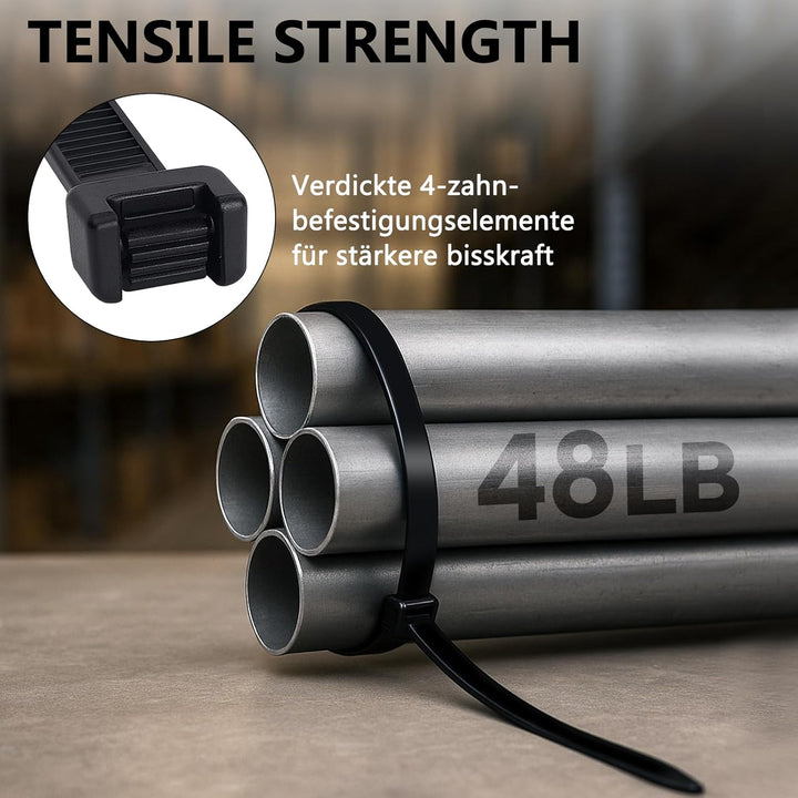 SUPERFA 500 Stück Kabelbinder Schwarz, 300mm x 4.8mm Nylon Kabelbinder Selbstsichernde für Kabelmana