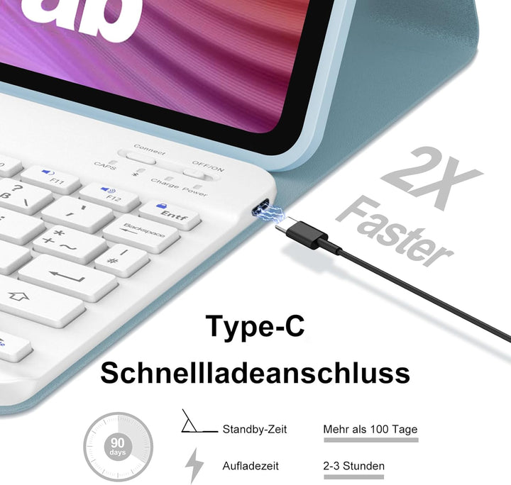 IVEOPPE Tastatur für Lenovo Tab 10.1 Zoll 2025, Ultradünn Flip Entfernbar Drahtloser, Bluetooth Magn