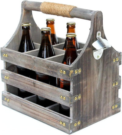 DanDiBo Bierträger aus Holz mit Öffner 93860 Flaschenträger Flaschenöffner Flaschenkorb Männerhandta