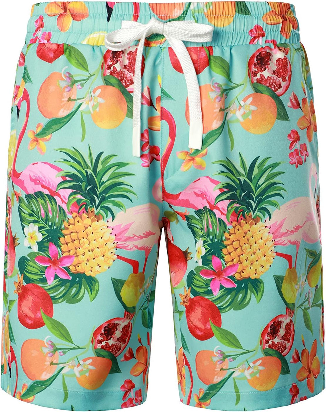 JOGAL Herren Hawaii Hemd Männer Flamingo Kurzarmhemd und Kurze Hose Set Strand Outfit Sommerhemd Für