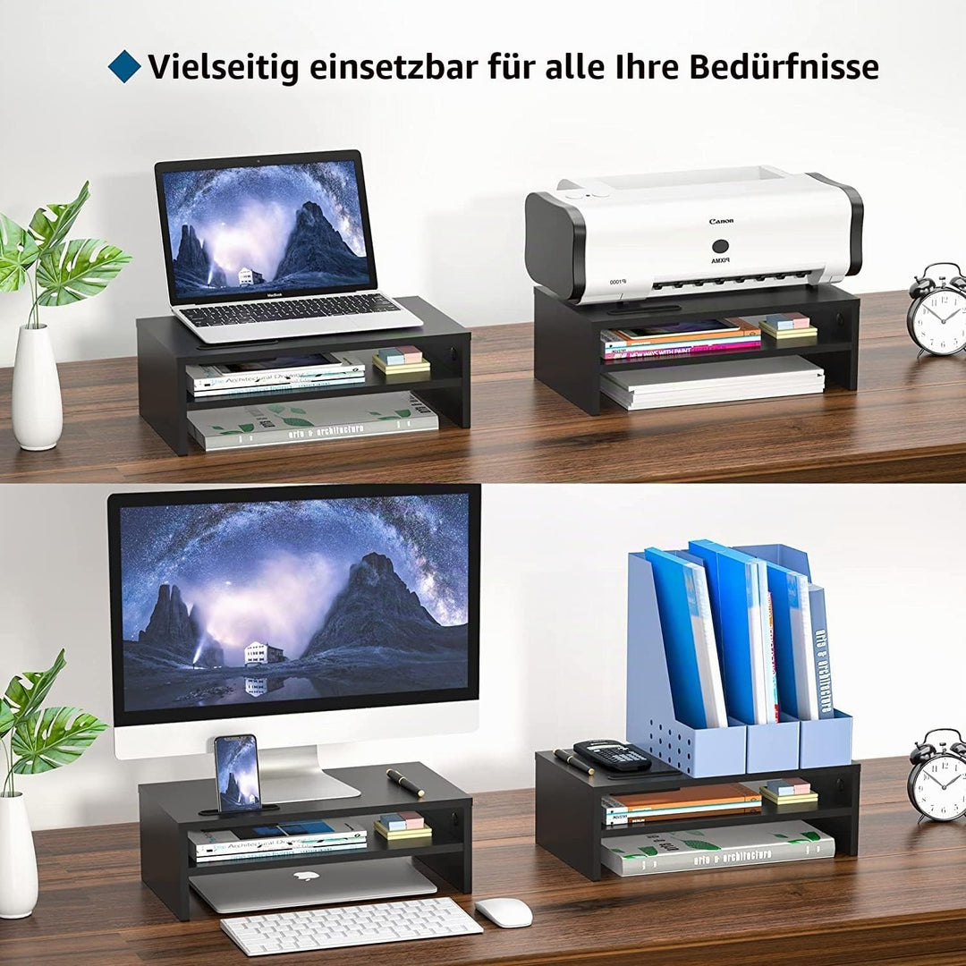 BONTEC Monitorständer, Unterbau Bildschirm, PC Bildschirm Ständer mit Handyhalter, Ergonomischem Lap