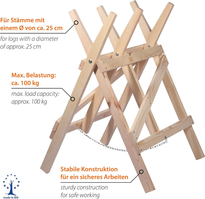 dobar® green label 56080FSCe Sägebock klappbar | Sägehilfe Massivholz | Sägegestell für Kaminholz |