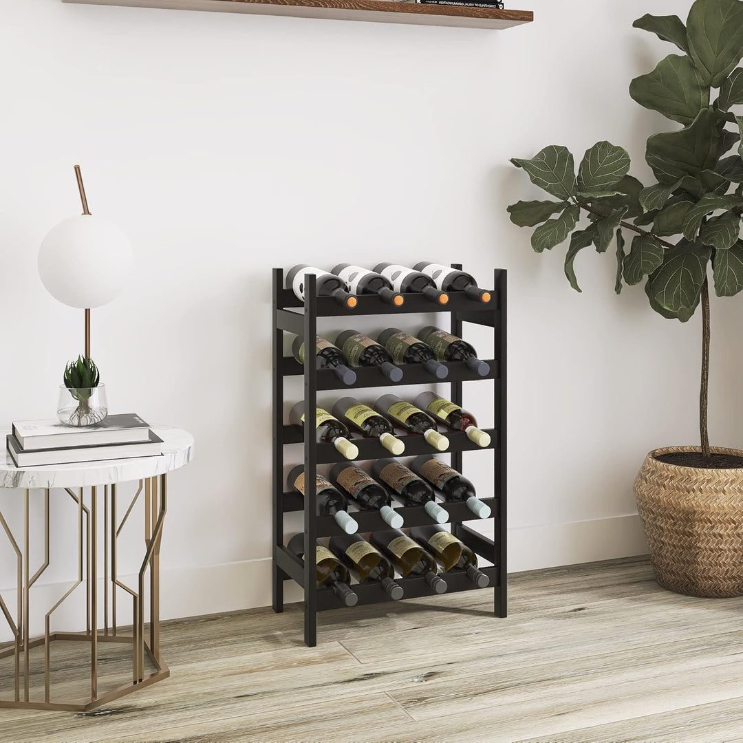 SMIBUY Bambus-Weinregal, 20 Flaschen-Display-Halter, 5-stöckige freistehende Lagerregale für Küche,