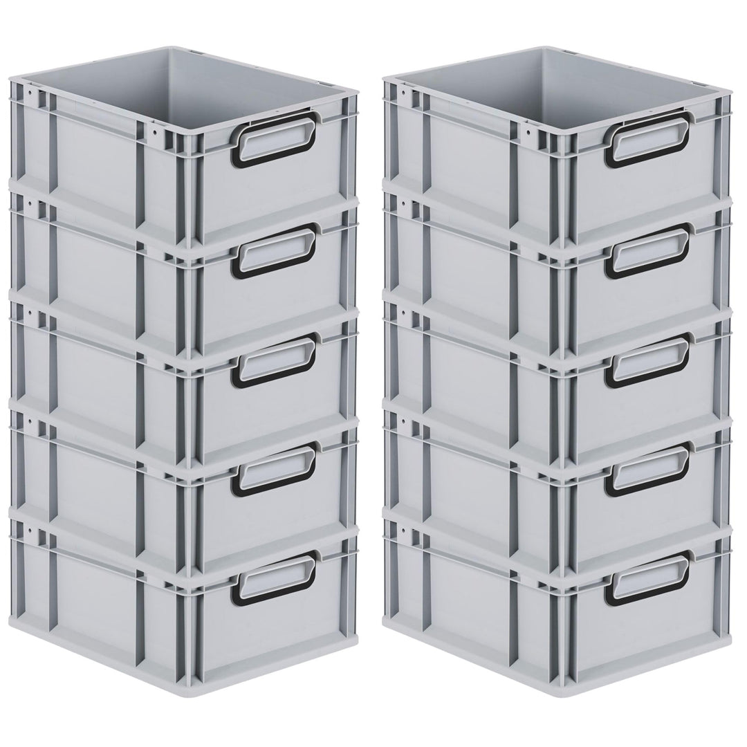 PROREGAL SuperSparSet 10x Eurobox NextGen Color | HxBxT 17x30x40cm | 16 Liter | Griffe schwarz gesch