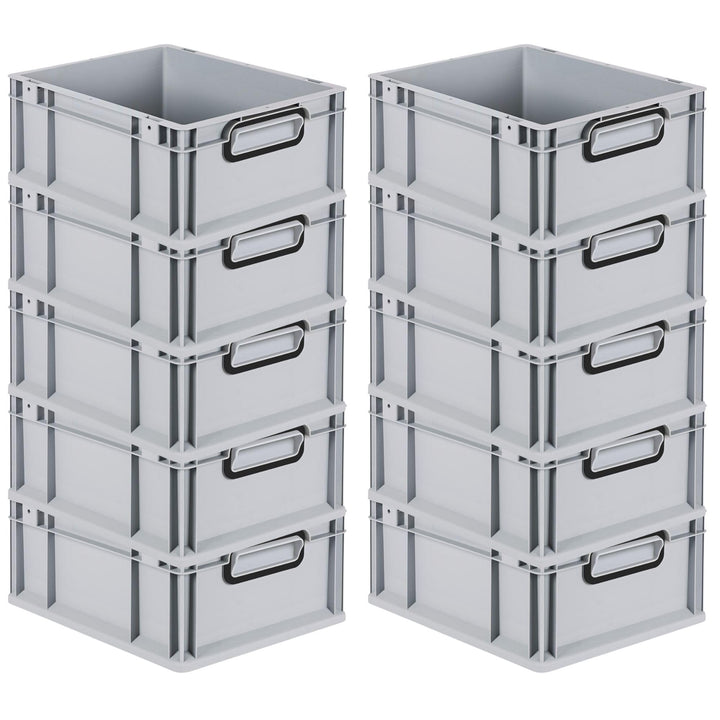 PROREGAL SuperSparSet 10x Eurobox NextGen Color | HxBxT 17x30x40cm | 16 Liter | Griffe schwarz gesch