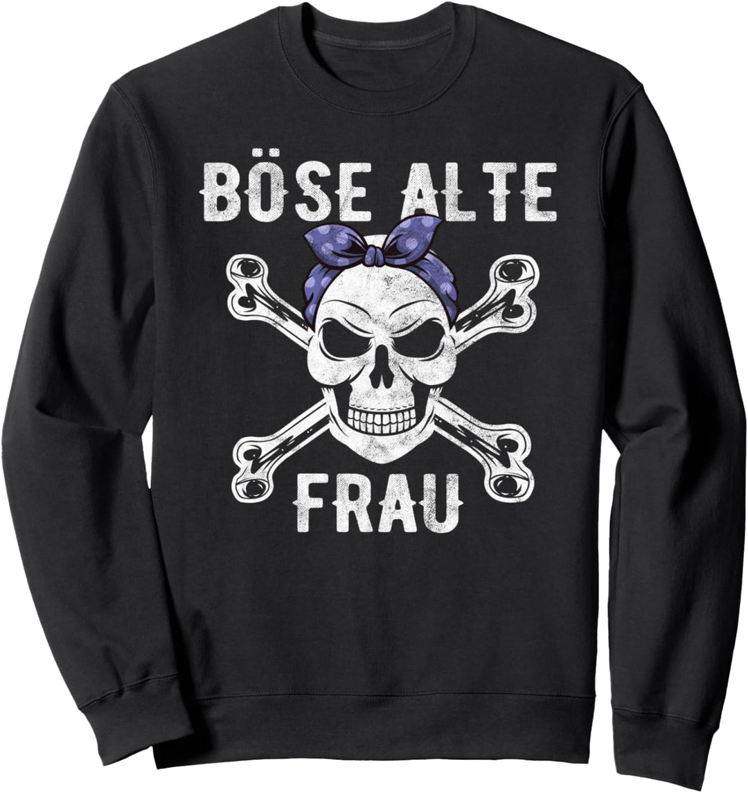 Böse Alte Frau - Totenkopf Alte Weisse Frau Vintage Biker Sweatshirt