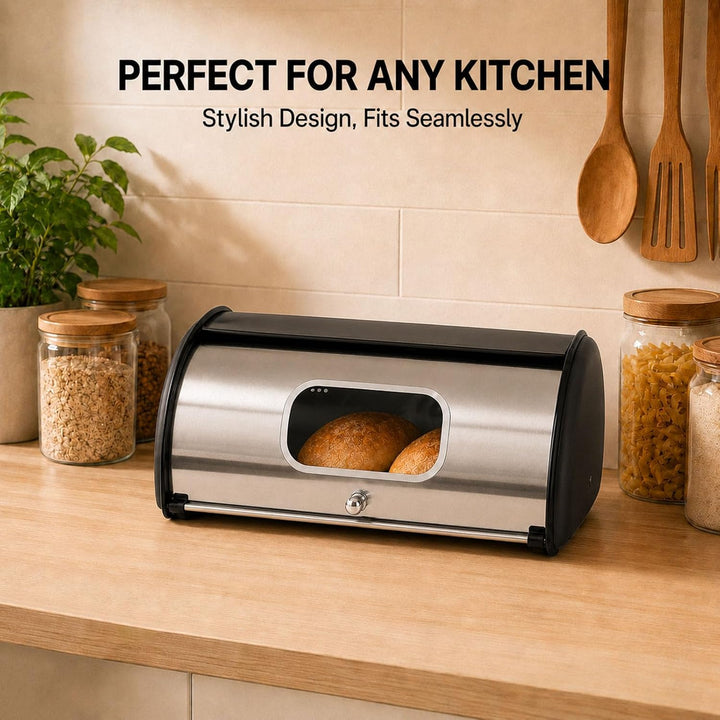 Brotkasten Metall Brotbox mit Sichtfenster Brot Aufbewahrungsbox 35.5x23x14.5 cm Brotaufbewahrung fü