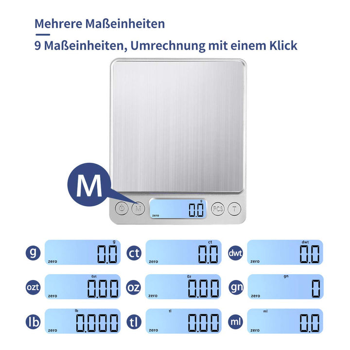 Digitale Küchenwaage USB Aufladen,3kg/0.1g Hochpräzise Digit alwaage Haushaltswaage, für backen Zuta