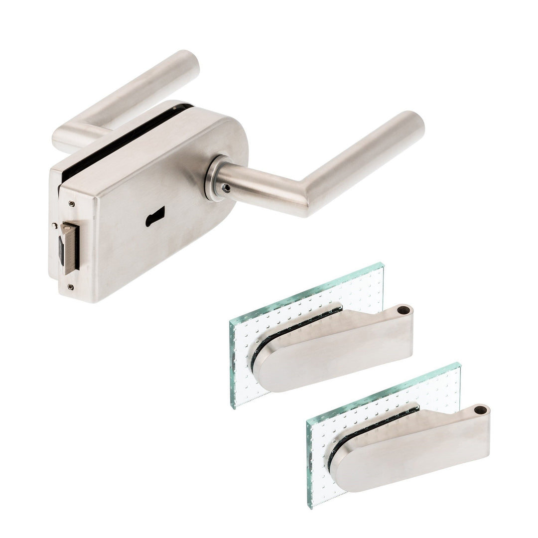 Glastürbeschlag"D" Set BB | V2A Edelstahl matt | inkl. Studiobändern | metallische Innenmechanik | N
