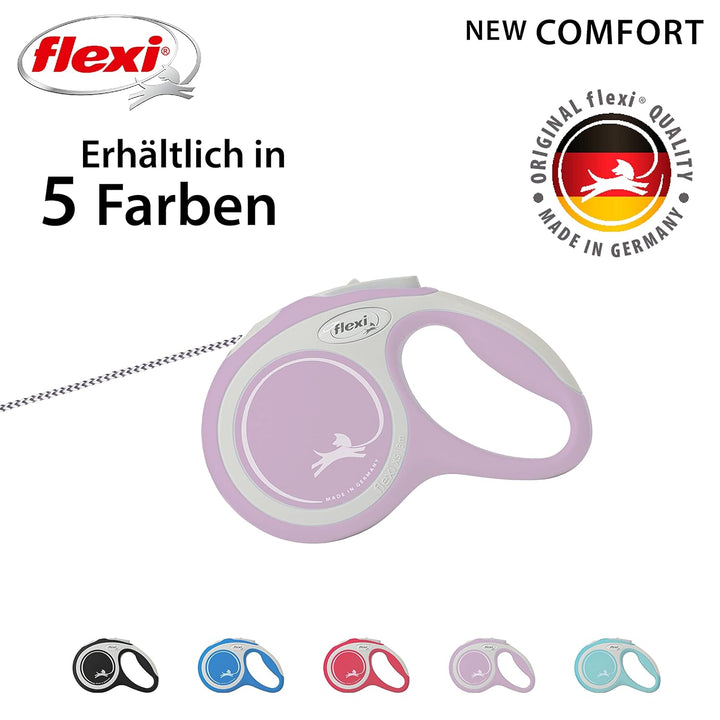 Flexi Hundeleine, ausziehbar, mit weichem Griff, 3 m / 5 m / 8 m / 8 m / 8-20 kg, Rose, 400049804270