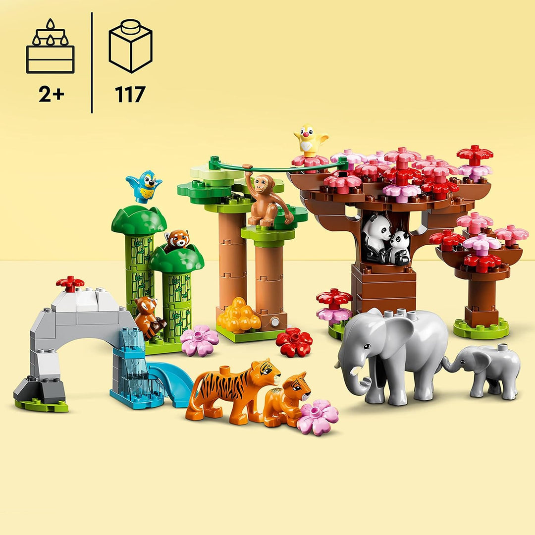 LEGO 10974 DUPLO Wilde Tiere Asiens, Spielzeug-Set aus Bausteinen mit Sound und Tierfiguren, mitunte