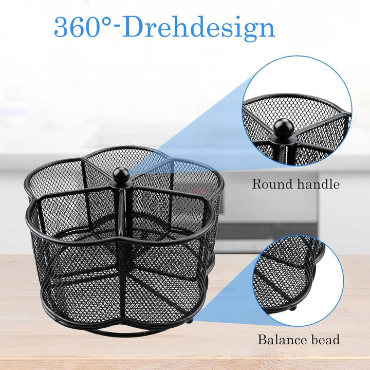 Ronyes Küchenutensilien-Organizer mit 5 Fächern, 360° drehbar, Besteck-Utensilienhalter zur Aufbewah