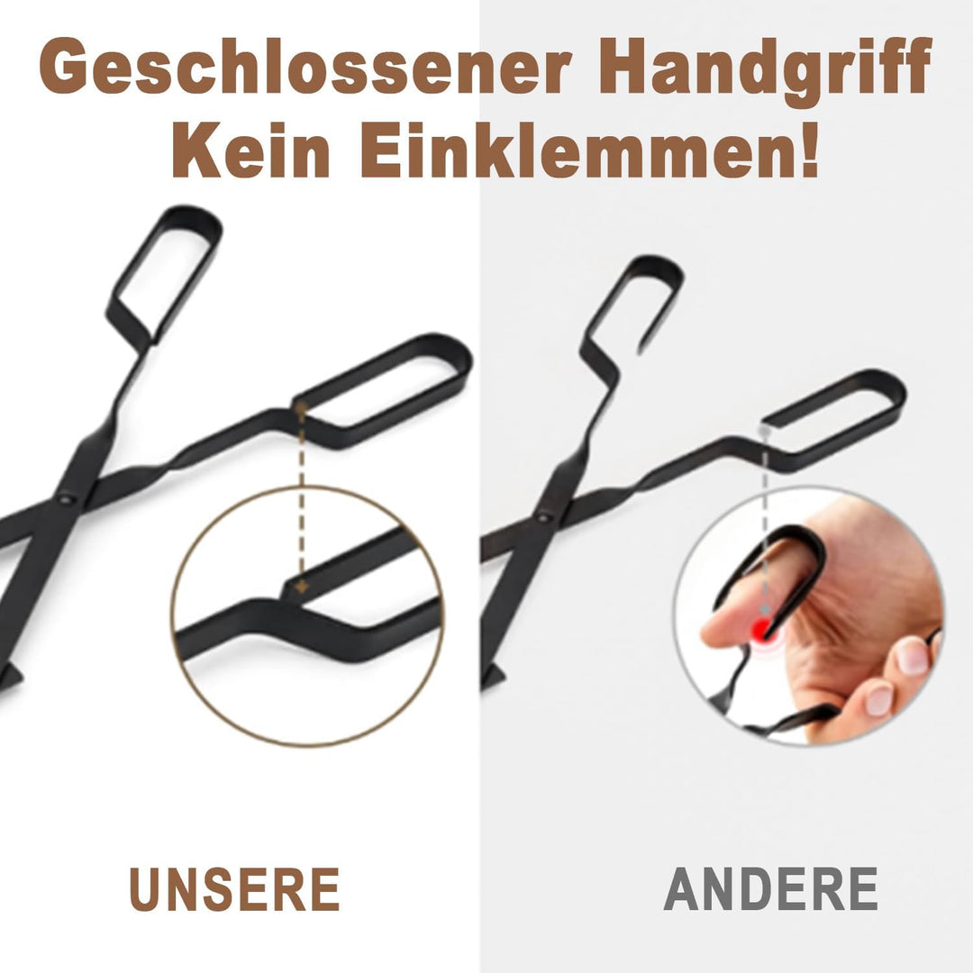 Amagabeli Kaminzangen Set 2-teilig mit Schürhaken & Feuerzange | 66cm Kaminholzzange + 81cm Feuerhak