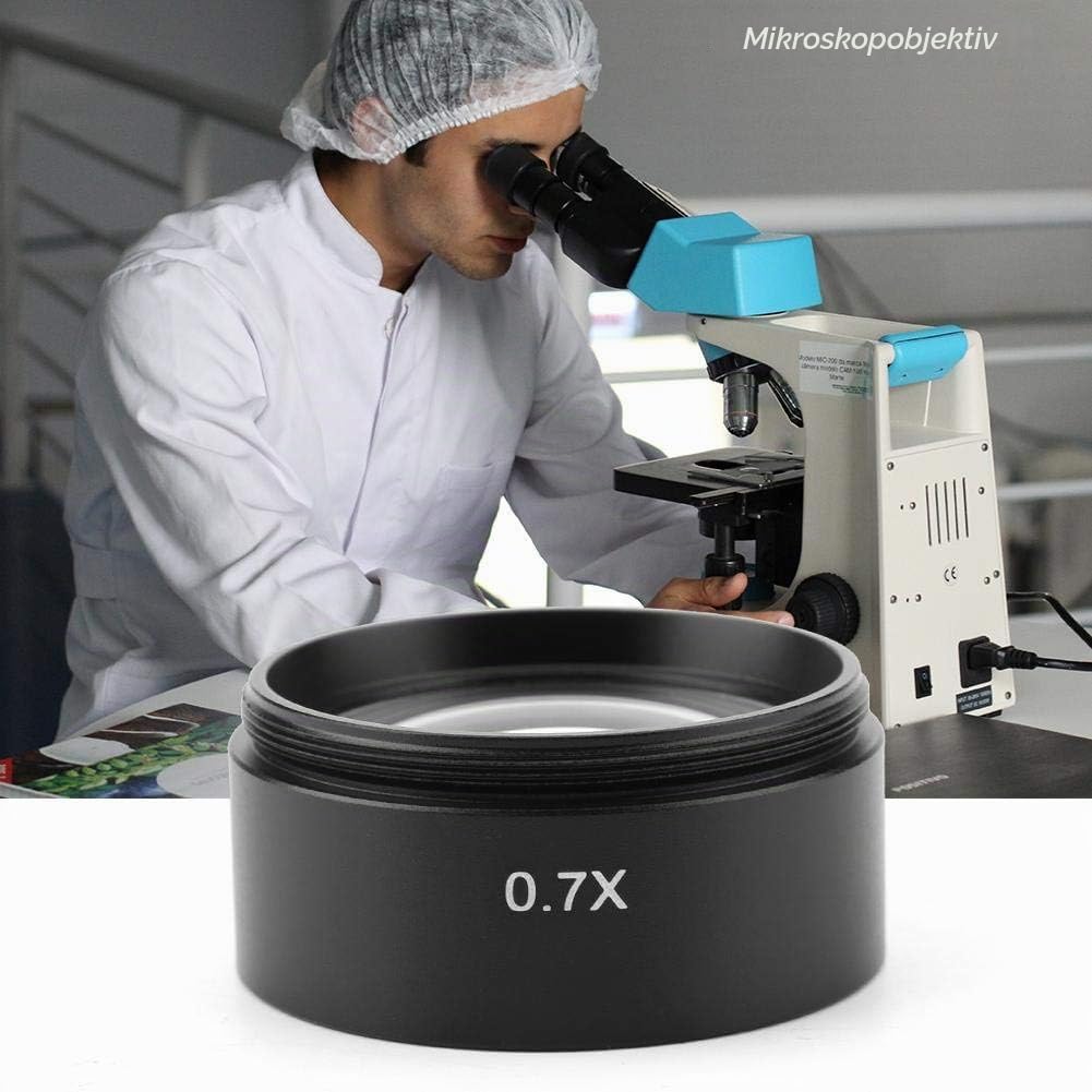 Stereomikroskope Objektivlinse, KP-0.7X Mikroskop Hilfsobjektiv Linse aus Metall, Aluminiumlegierung