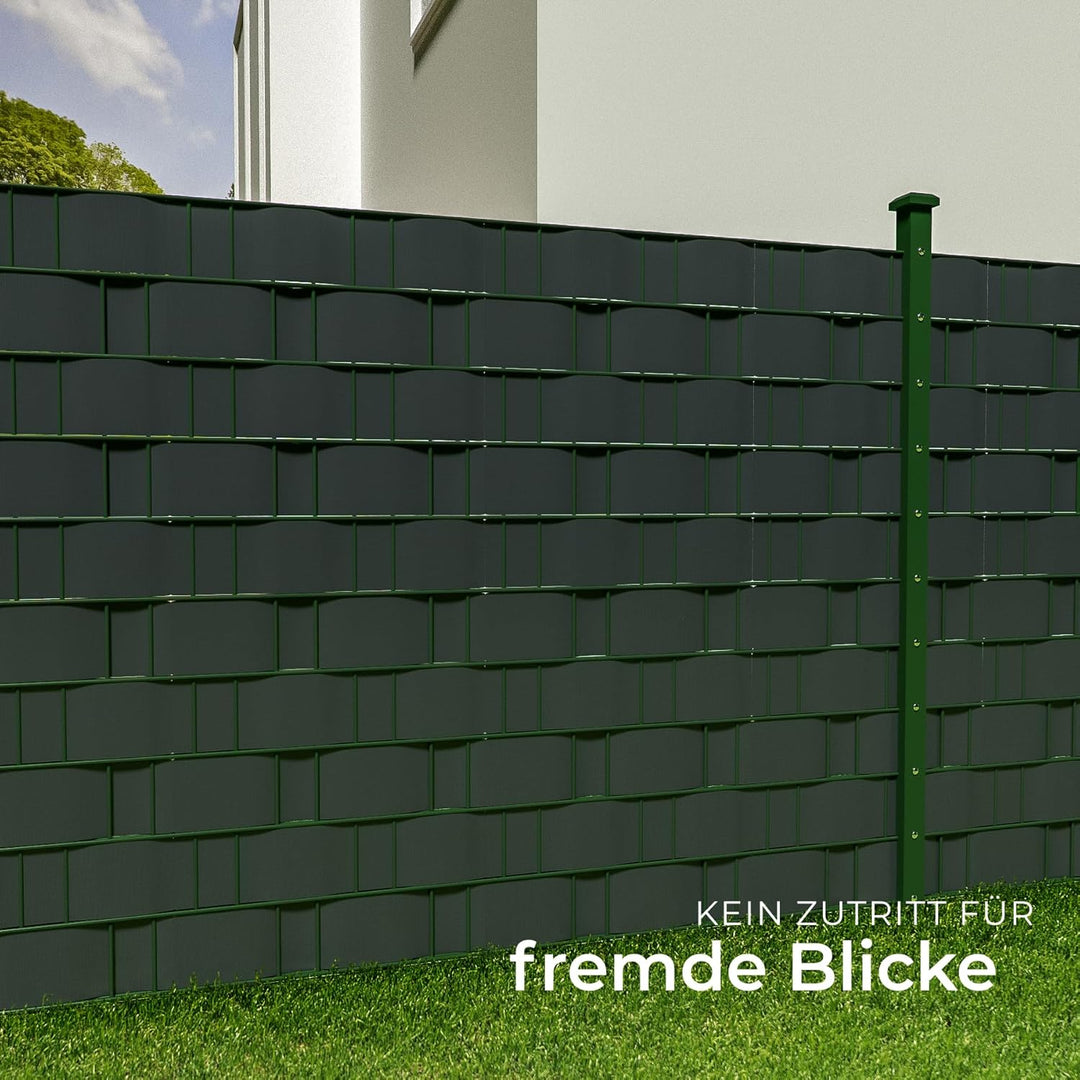 TecTake PVC Sichtschutzfolie Sichtschutzstreifen inkl. Befestigungsclips 450g/m² - Diverse Modelle -