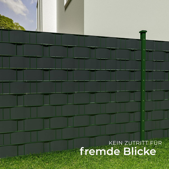 TecTake PVC Sichtschutzfolie Sichtschutzstreifen inkl. Befestigungsclips 450g/m² - Diverse Modelle -