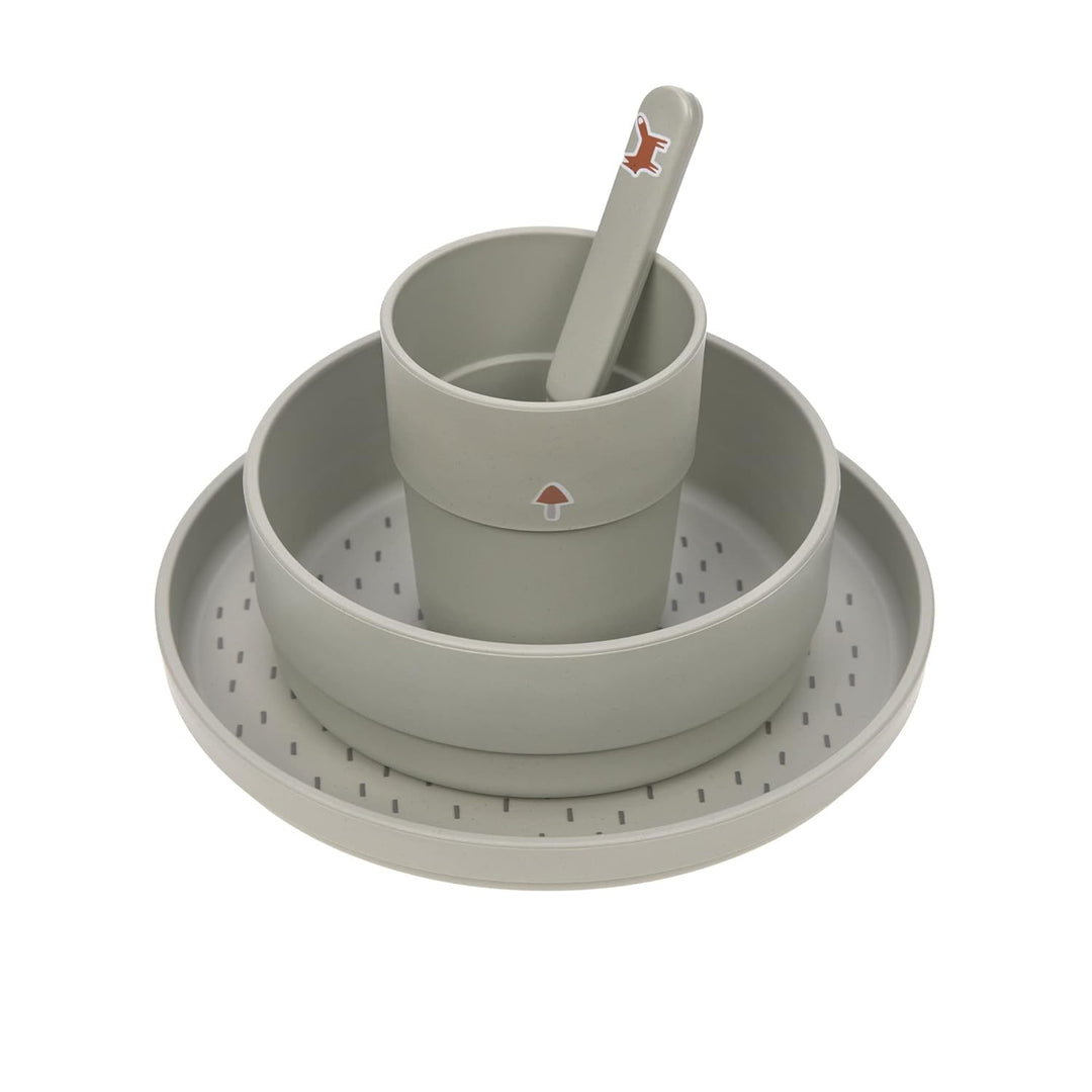 LÄSSIG Kindergeschirr Set (Teller, Becher, Schälchen, Löffel) ohne , BPA-frei, für Spülmaschine und