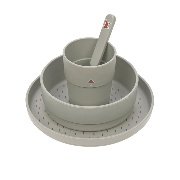 LÄSSIG Kindergeschirr Set (Teller, Becher, Schälchen, Löffel) ohne , BPA-frei, für Spülmaschine und