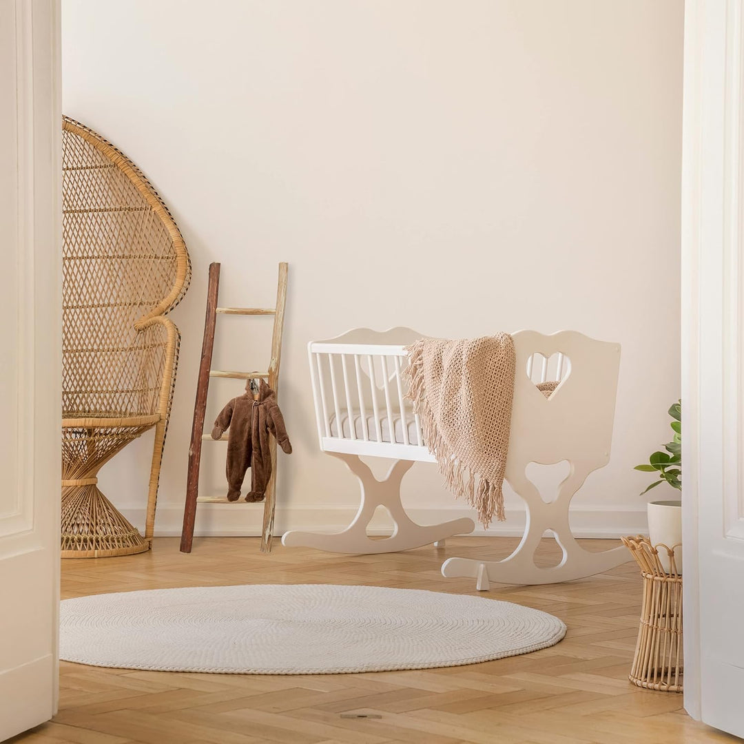 Relaxdays Dekoleiter, 116 cm hoch, Holzleiter Garten, 4 Sprossen, Kastanie, Handarbeit, Handtuch- &