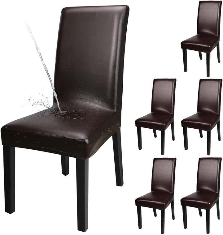 YISUN 4er/6er Set Esszimmer Stuhlhussen, solide Pu Leder wasserdichte Stretch Esszimmerstuhl Schutzh