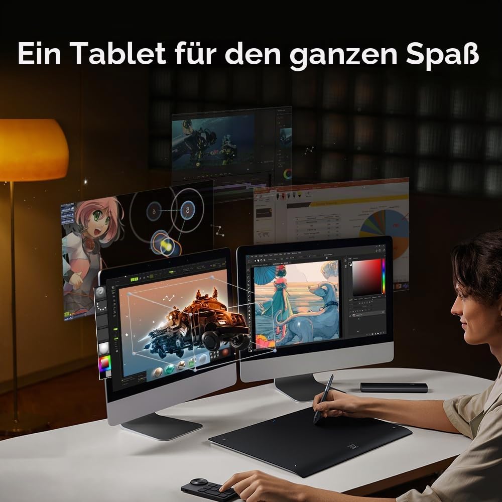 XPPen Deco Pro XLW (Gen 2) Grafik-Tablet, 15 x 9 Zoll, Bluetooth-Grafik-Tablet, mit Eingabestift X3