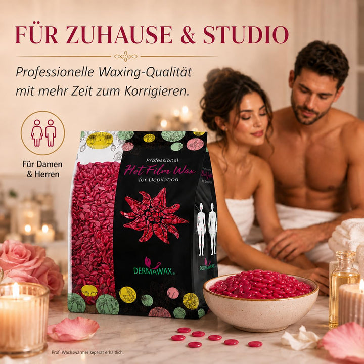 Dermawax 500g Rose Wachsperlen mit Kokosöl – Professionelles Heisswachs zur Haarentfernung – Sanftes