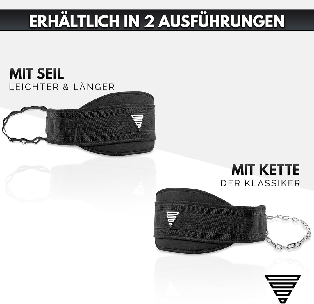 GORNATION Dip Gürtel, Dip Belt mit Kette oder Seil, für Dips & Krafttraining, Trainingsgürtel mit Ch