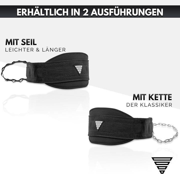 GORNATION Dip Gürtel, Dip Belt mit Kette oder Seil, für Dips & Krafttraining, Trainingsgürtel mit Ch