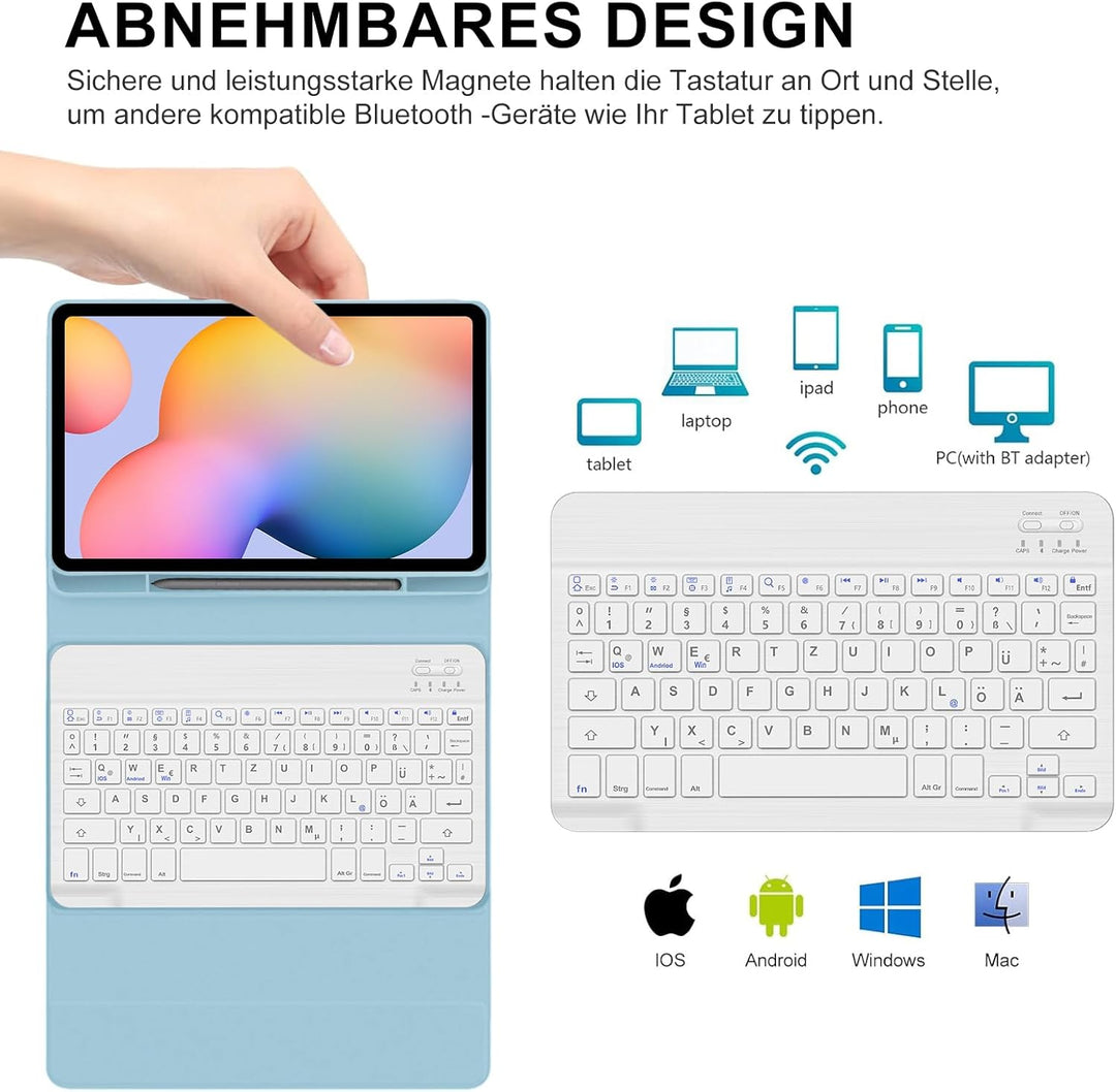 Tastatur für Samsung Galaxy Tab S6 Lite 10.4" 2024/2022/2020, Hülle mit Tastatur für Samsung Tab S6