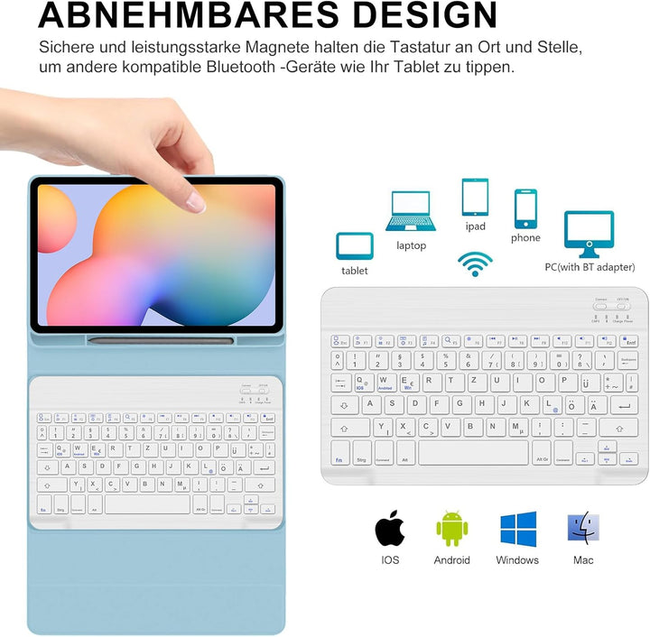 Tastatur für Samsung Galaxy Tab S6 Lite 10.4" 2024/2022/2020, Hülle mit Tastatur für Samsung Tab S6