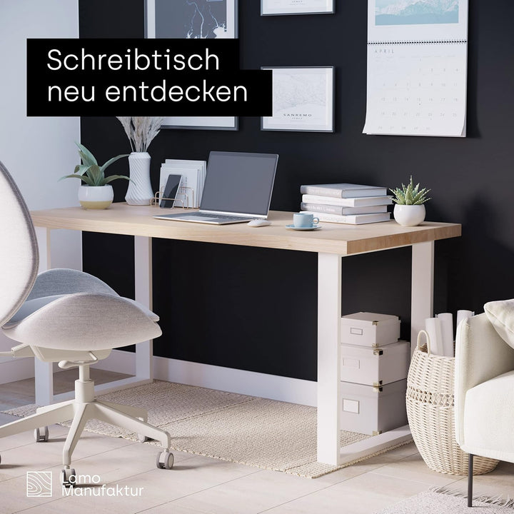 LAMO Manufaktur Tischbeine für Schreibtisch Esstisch, Simple Massive, Vierkantprofil 80x20 mm, Tisch