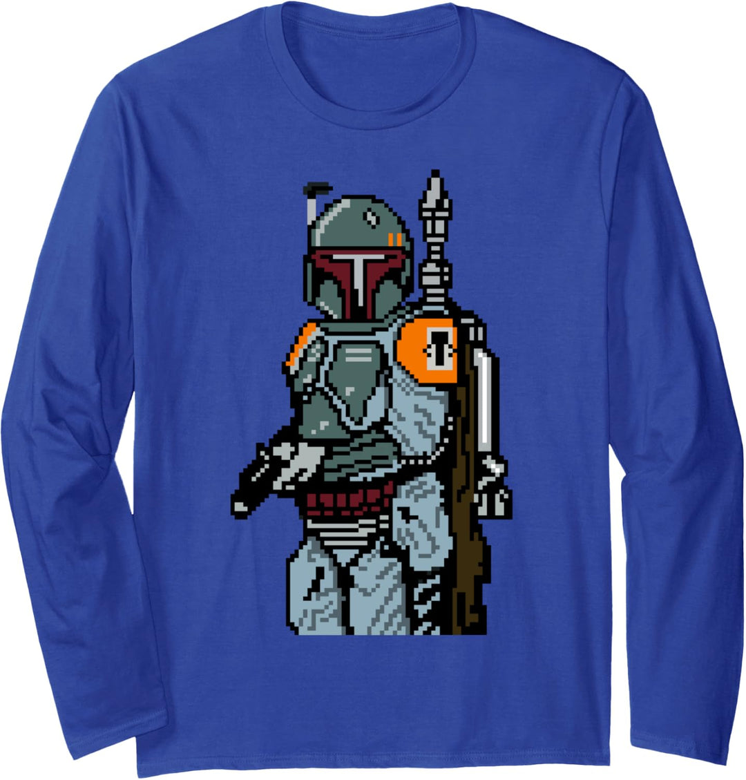 Star Wars 8-bit Pixel Boba Fett Bounty Hunter Langarmshirt