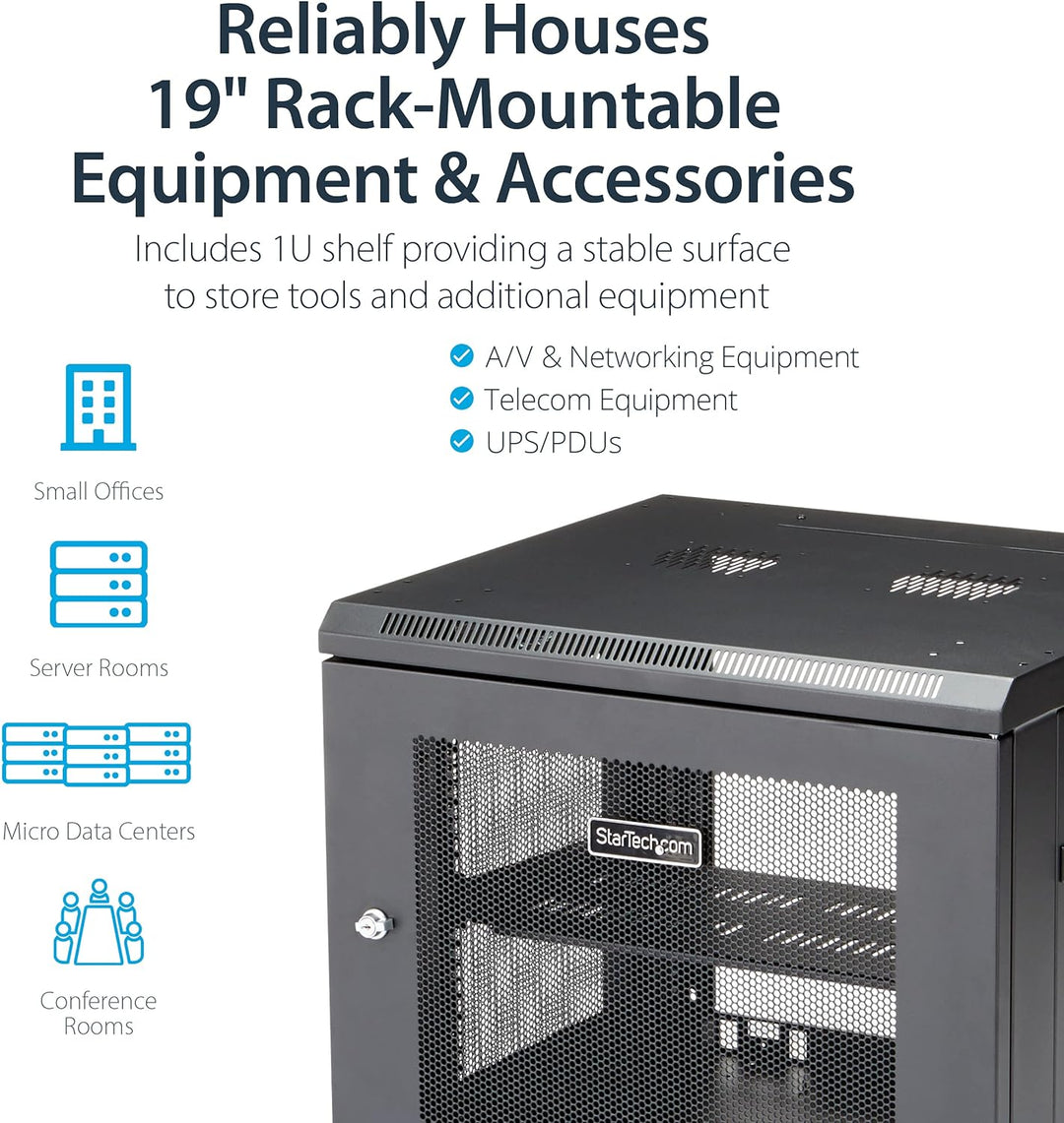 StarTech.com 9HE Wandmontage Serverschrank/Rack - 4 Pfosten Einstellbare Tiefe (5 bis 48 cm) Netzwer