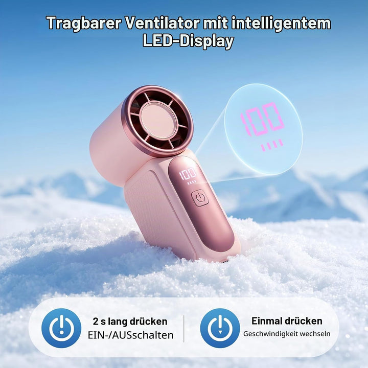 Morelax Tragbarer Mini Handventilator mit 6 Geschwindigkeiten, 16920 U/min Turbo-Luftstrom, USB wied