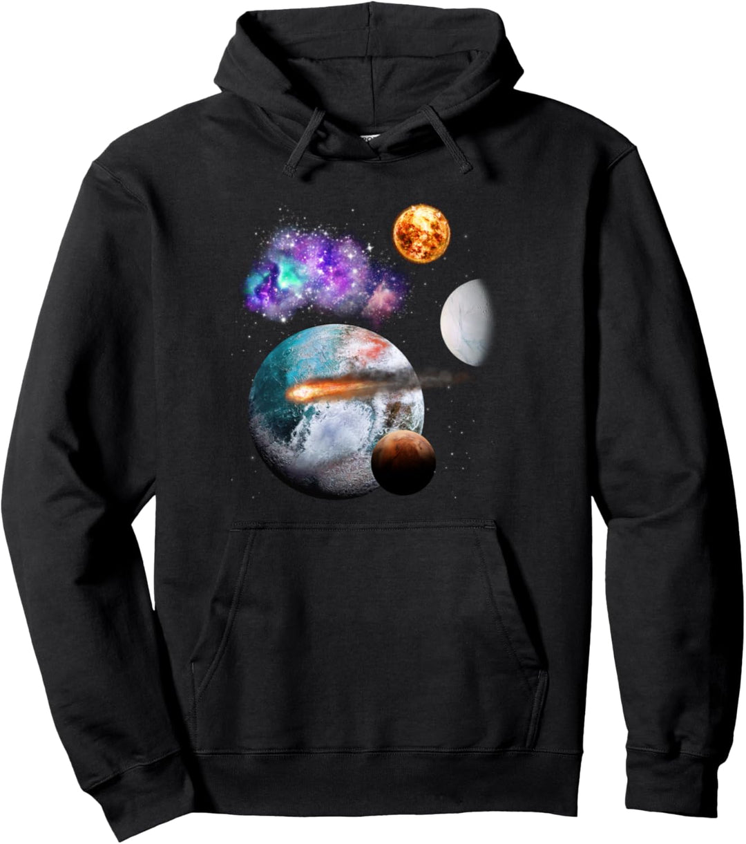 Weltraum Motiv Universum Sterne Sonnensystem Planeten Sonne Pullover Hoodie