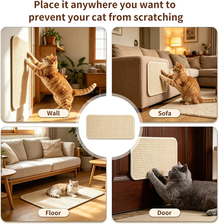 3 Stück Kratzmatte Katze, Kratzbretter Katze Sisal, 50x25cm mit Katzen Spielzeug, Katzen Kratzbrett,