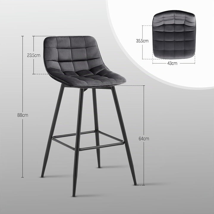 WOLTU Barhocker BH143dgr-2 2er Set Designer Barstuhl Hocker Tresenhocker Bistrohocker mit Fussstütze