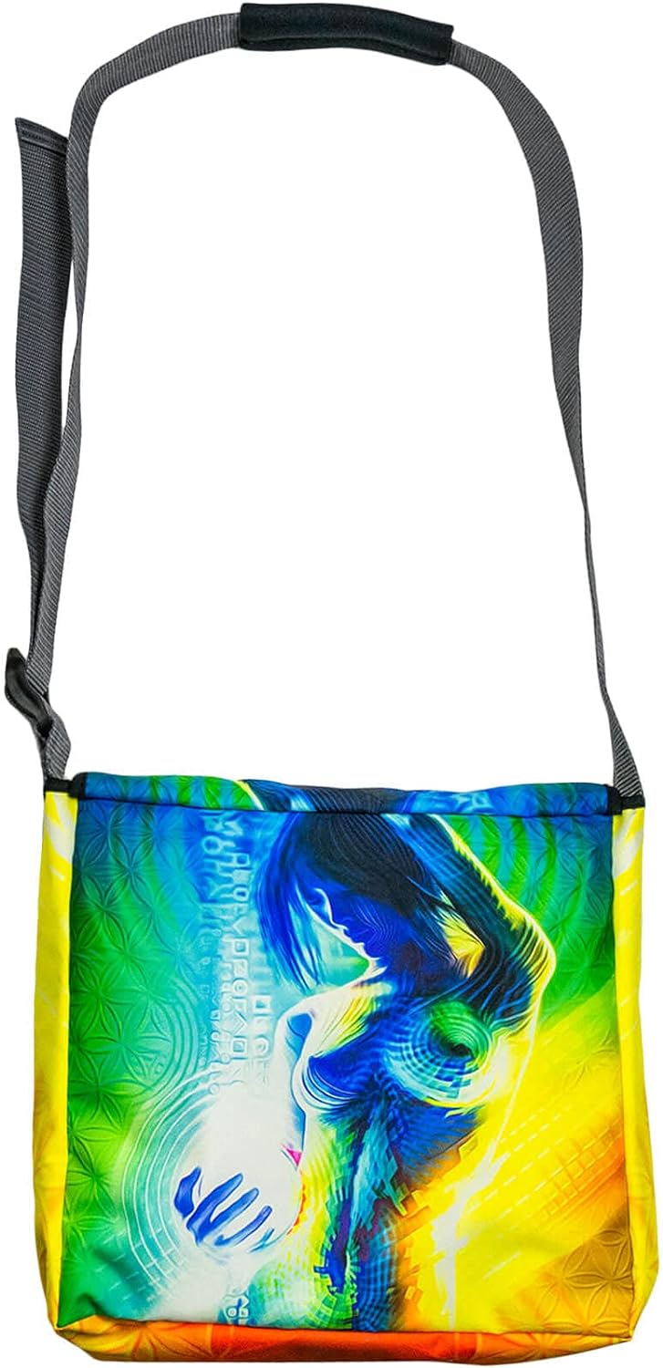 PSYWORK Schwarzlicht Umhänge Tragetasche Neon Prismatic Neon UV-aktiv wasserabweisend