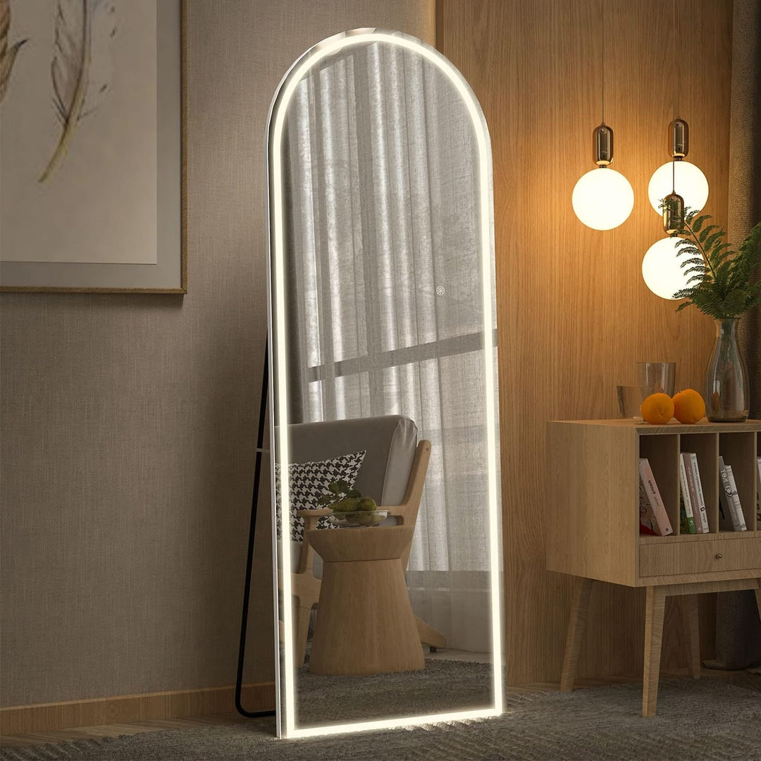 CASSILANDO 160x50 gewölbter Ganzkörperspiegel, LED Spiegel Ganzkörperspiegel mit Licht, Beleuchteter