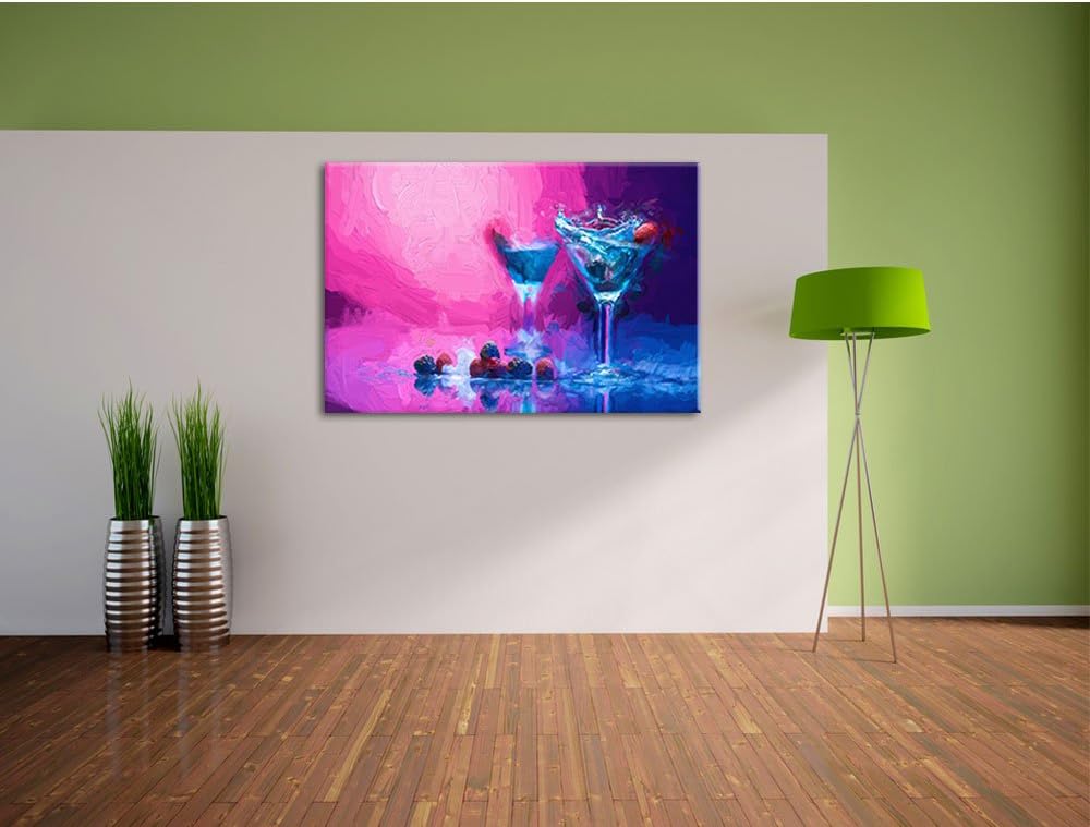 Cocktails Pinsel Effekt, Format: 100x70 auf Leinwand, XXL riesige Bilder fertig gerahmt mit Keilrahm