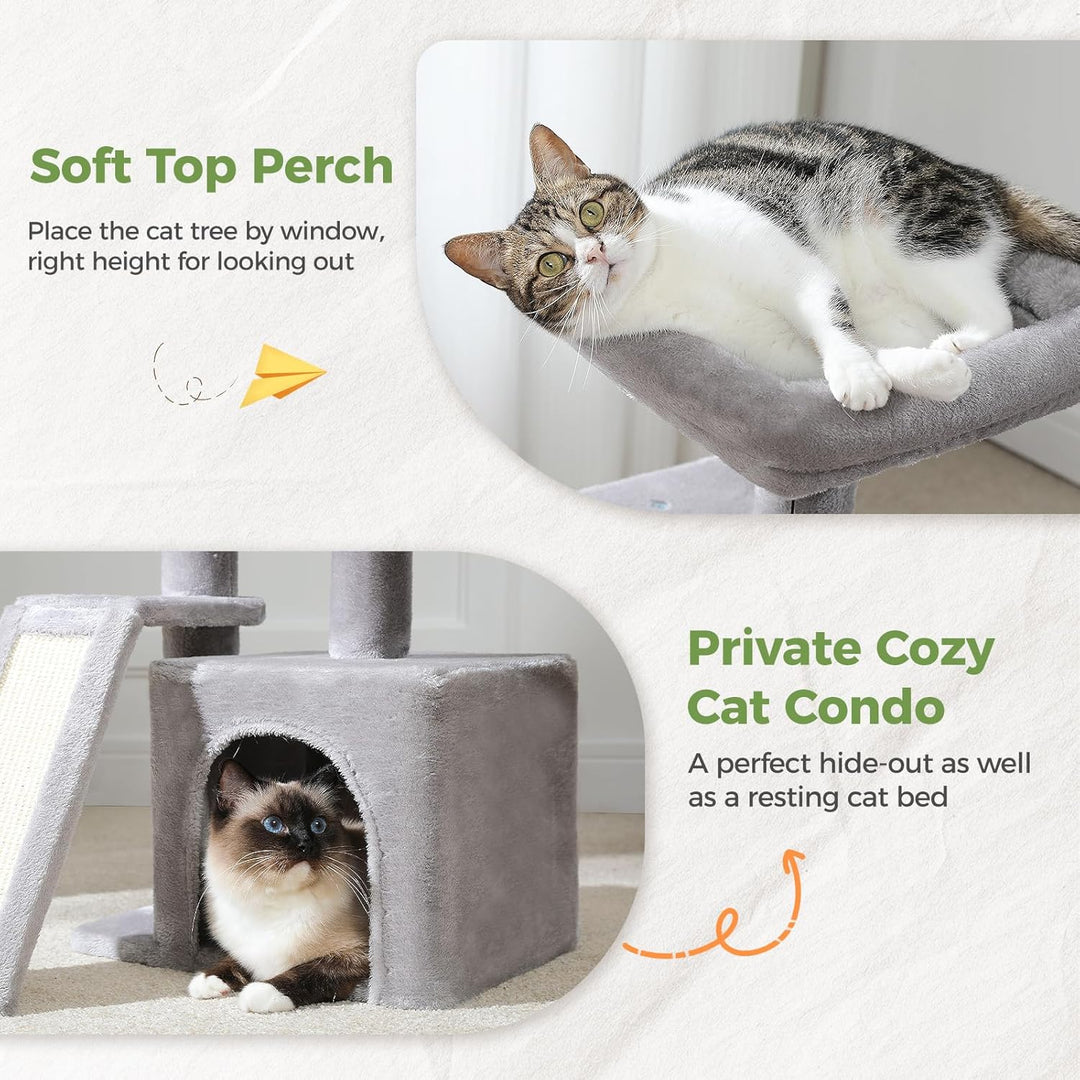 PAWZ Road Kleiner Kratzbaum mit Kratzmatte, Hängematte, Eigentumswohnung und Korb, Kleiner Katzenbau