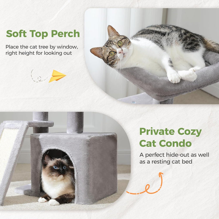 PAWZ Road Kleiner Kratzbaum mit Kratzmatte, Hängematte, Eigentumswohnung und Korb, Kleiner Katzenbau