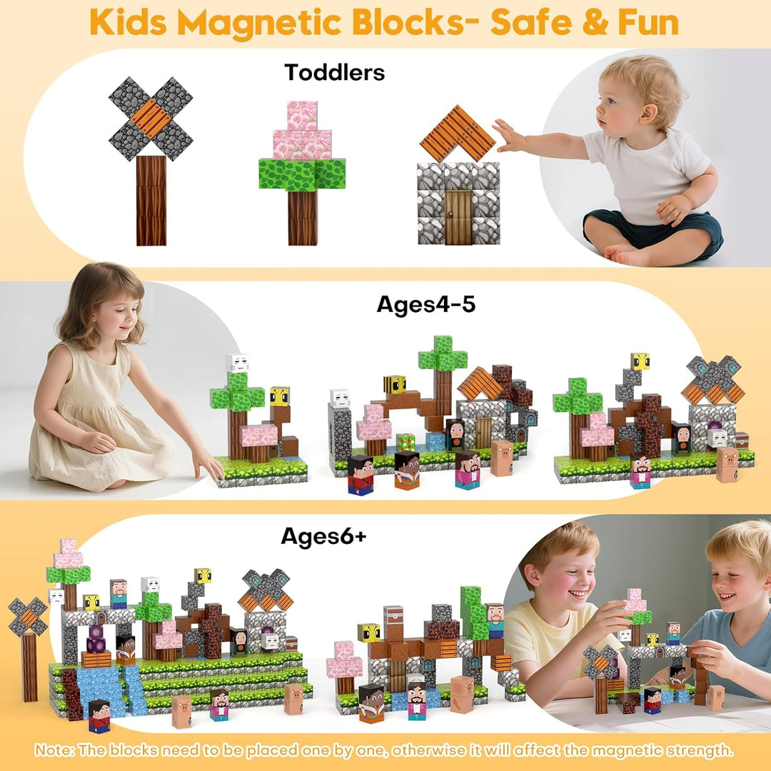 Magnetische Bausteine, Magnetbausteine mit Abenteuerwelt, Magnetfliesen für Kinder ab 3–8 Jahre, STE