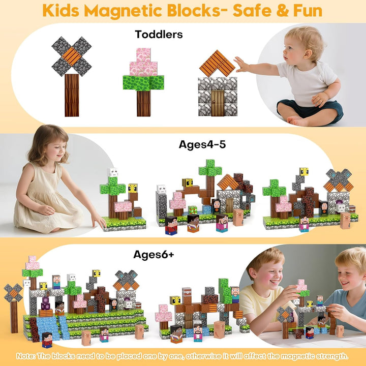 Magnetische Bausteine, Magnetbausteine mit Abenteuerwelt, Magnetfliesen für Kinder ab 3–8 Jahre, STE