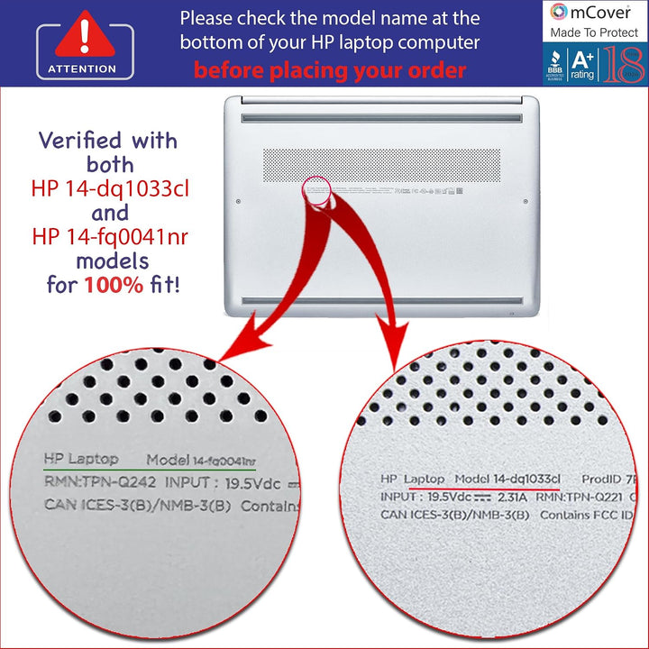 mCover Schutzhülle kompatibel mit HP 14-DQxxxx / 14-FQxxxx 2020-2022 Laptop (nur Nicht kompatibel mi