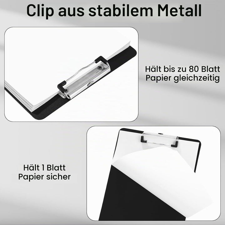 7er Klemmbrett A4, Kunststoff Klemmbrett mit Metalklemme, Einschiebbare Aufhängöse, Clipboard zum Au