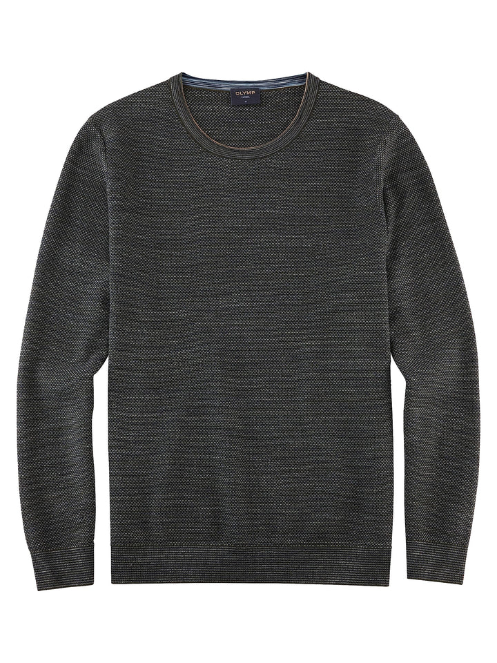 OLYMP Herren Pullover Rundhals Casual Strick,Uni,Regular fit M Graugrün 48, M Graugrün 48