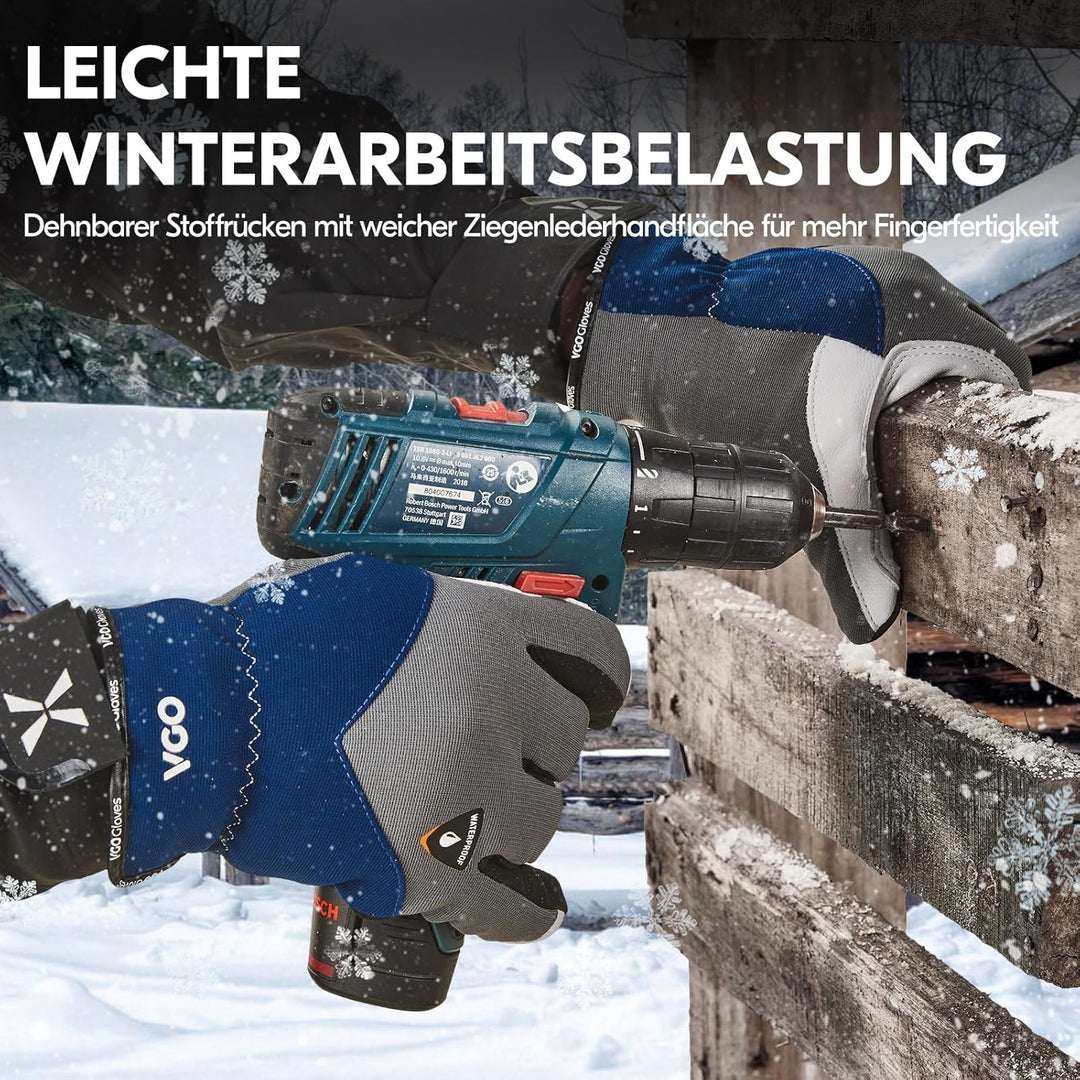 Vgo... Mechanikerhandschuhe,Rigger Handschuhe aus Leder für leichte Arbeiten, Anti-Abrasion Medium,